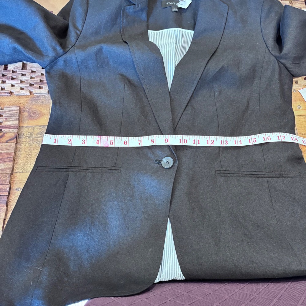 Talbots Womens Black 100% Linen Single Button Blazer Jacket Size 8 VN1953 - Picture 10 of 12